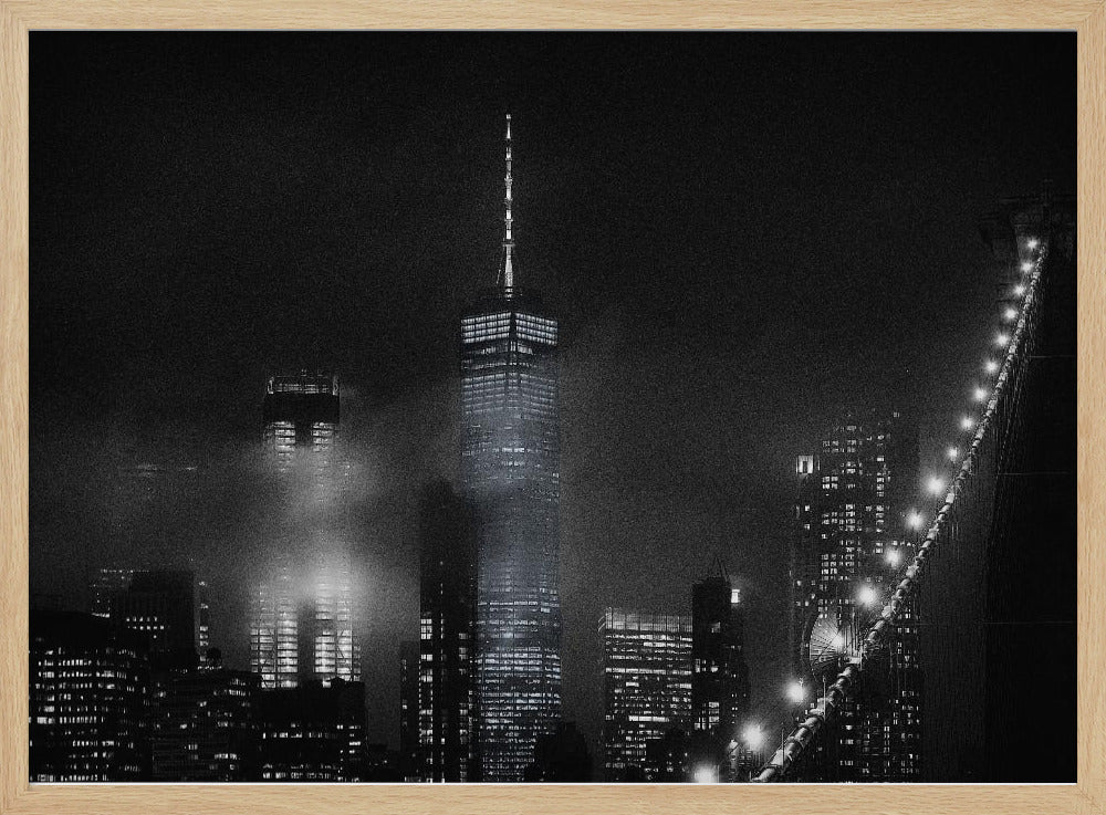 Night cityscape from the Brooklyn Bridge Poster