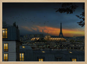 roofs of Paris at blue hour Poster