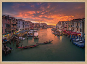 Grand Canal at sunset , view from the Rialto bridge , Venice . Poster