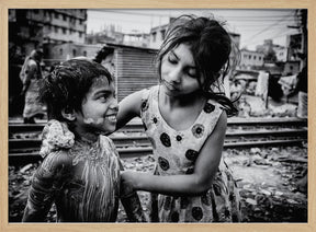 Morning hygiene in Dhaka slum Poster