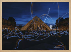 Light painting at Louvre Museum Poster