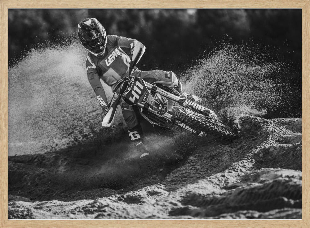 Motocross Black And White Poster