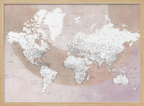 Detailed world map with cities Qawi Poster