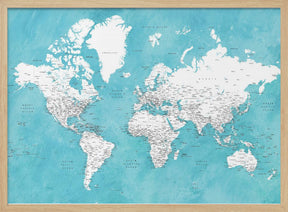 Detailed world map with cities Idrak Poster