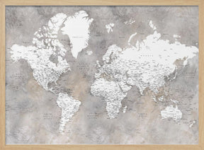 Detailed world map with cities Vali Poster