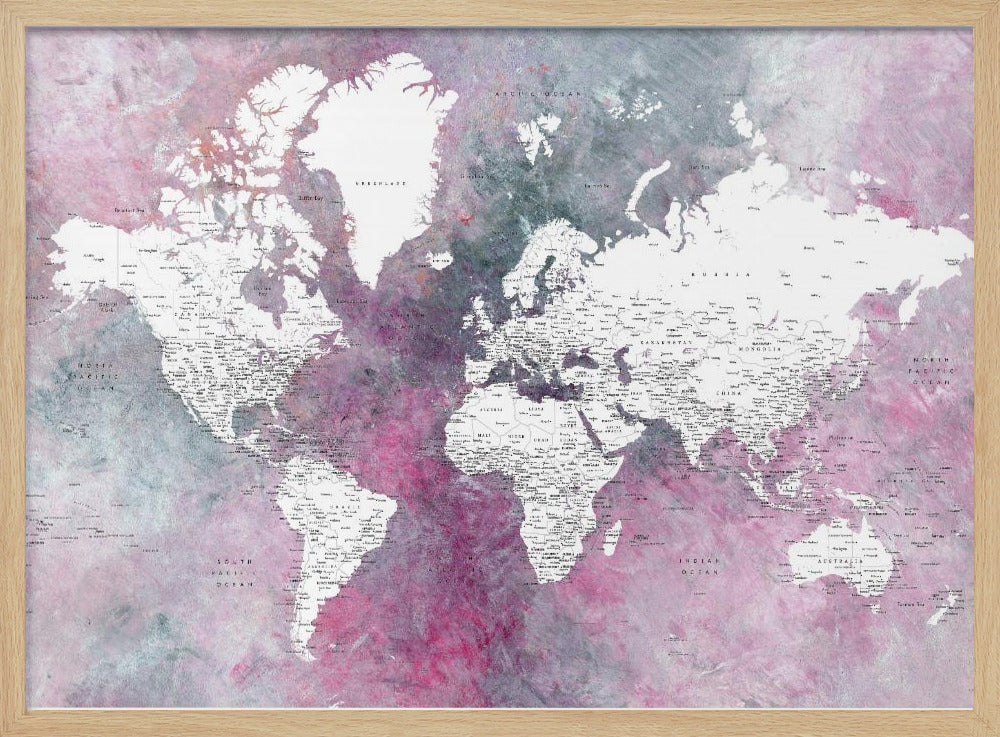 Detailed world map with cities Taliessa Poster