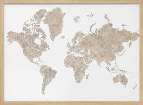 Abey world map no labels Poster