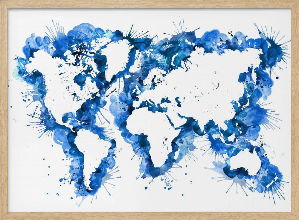 Blue strokes world map Poster