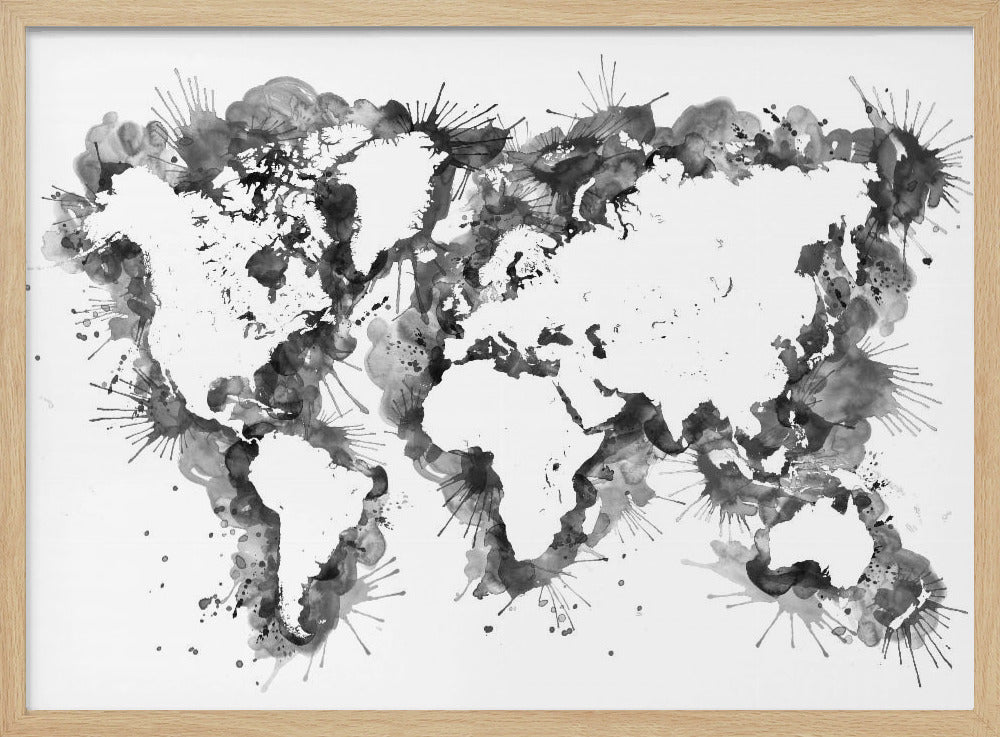 Gray strokes world map Poster