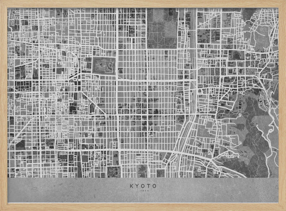 Gray map of Kyoto Poster