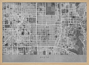 Gray map of Kyoto Poster