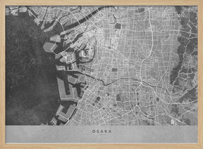 Gray map of Osaka Poster