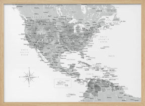 Gray map of USA and the Caribbean sea Poster