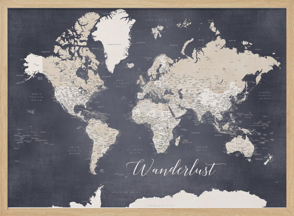 Wanderlust world map Glyn Poster