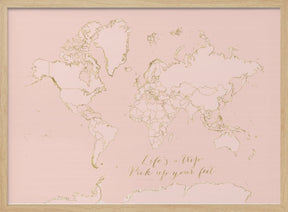 Inspirational pink and gold world map Poster