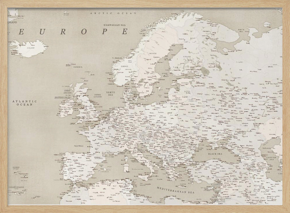 Vintage looking detailed map of Europe Poster