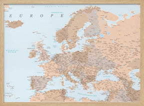 Neutral detailed map of Europe Poster