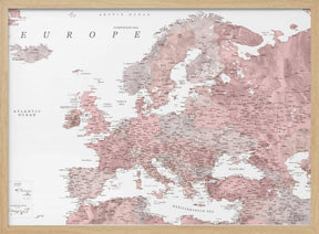 Piper detailed map of Europe Poster