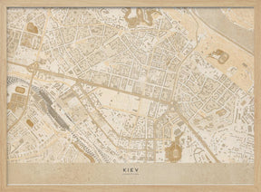 Sepia map of Kiev downtown (pre-war) Poster