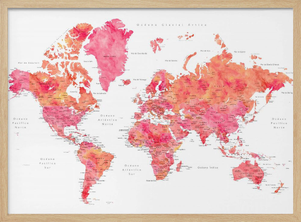 Tatiana world map in Spanish Poster