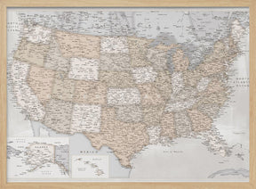 Highly detailed map of the United States, Lucille Poster