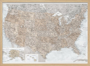 Highly detailed map of the United States, Calista Poster