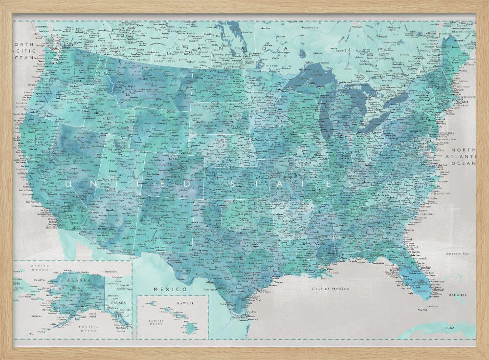 Highly detailed map of the United States, Harriet Poster