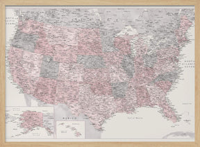 Highly detailed map of the United States, Madelia Poster