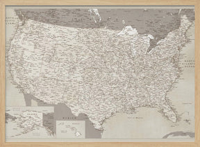 Highly detailed map of the United States, Gentry Poster