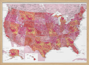 Highly detailed map of the United States, Tatiana Poster