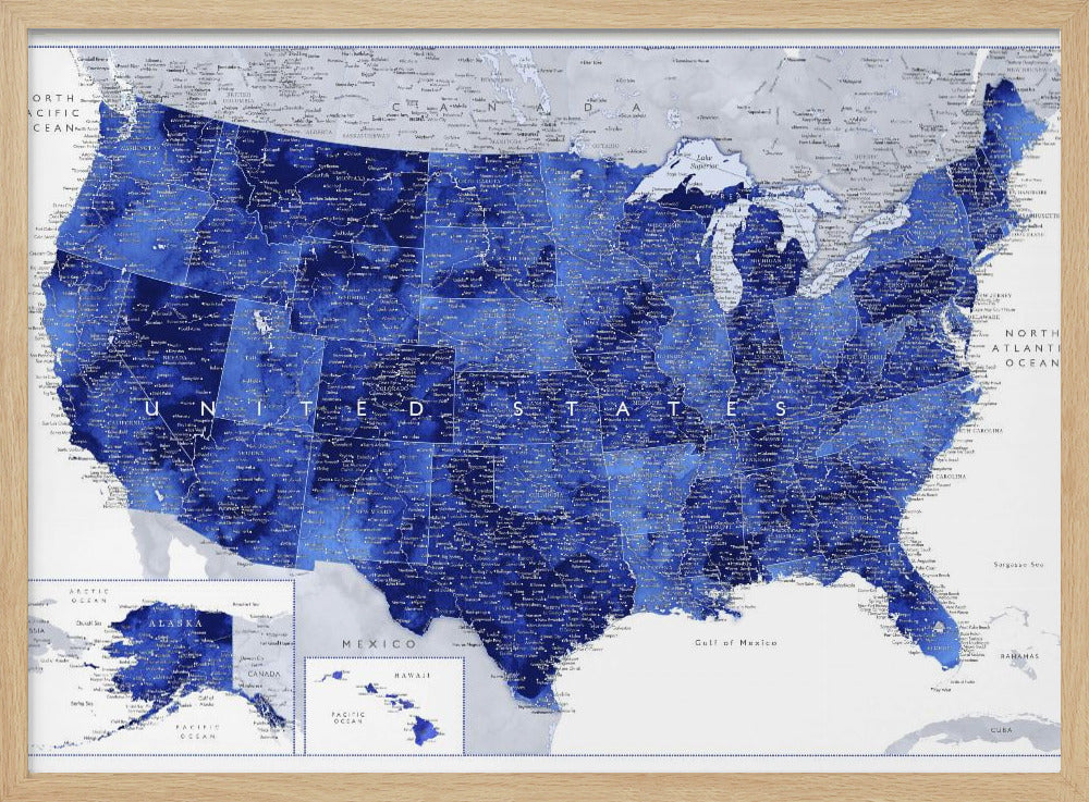 Highly detailed map of the United States, Gulzar Poster