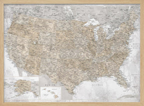 Highly detailed map of the United States, Kacia Poster