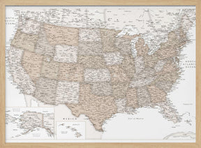 Highly detailed map of the United States, Louie Poster