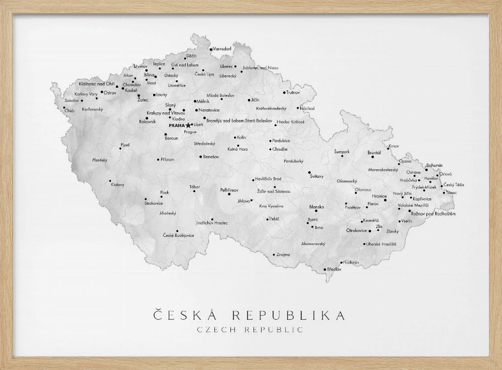 Gray watercolor map of the Czech Republic Poster