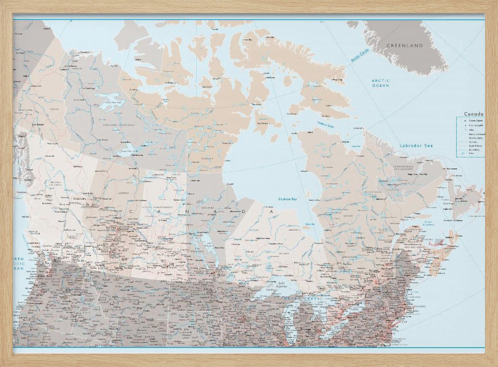 Detailed map of Canada, Lincoln Poster