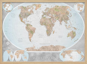 Classic world map in watercolor, Therese Poster