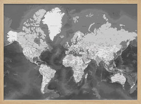 Detailed world map with cities, Patwin Poster