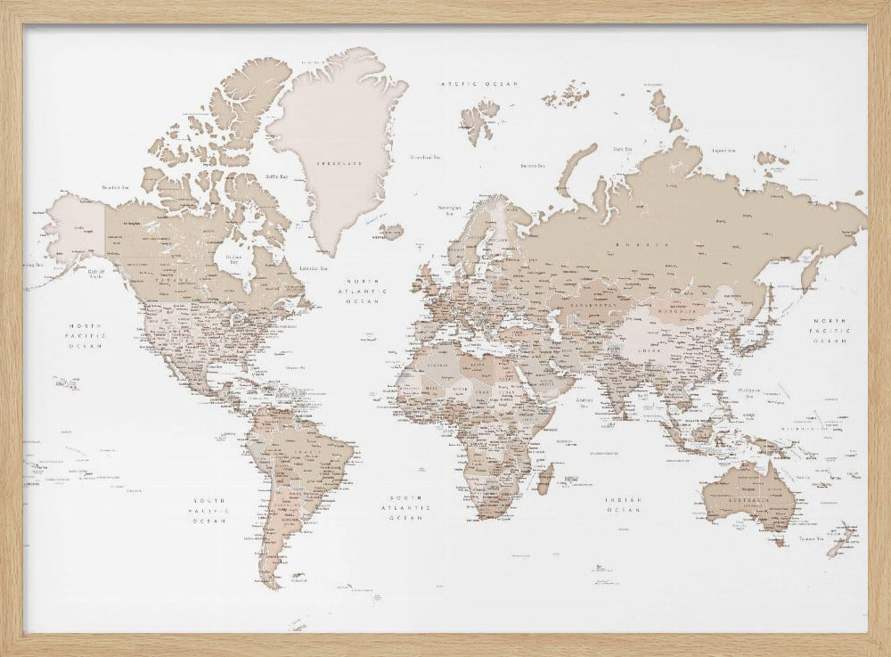 Detailed world map with cities, Louie Poster