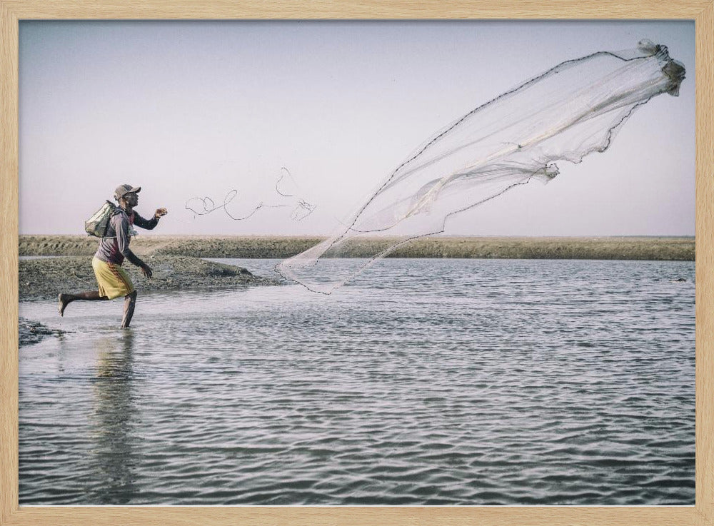 Fisherman with net Poster