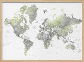 Detailed world map with cities, Hollace Poster