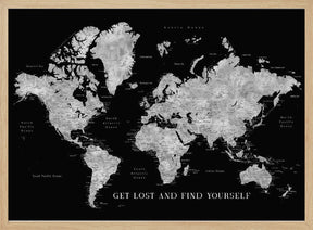 Baibah world map with cities, get lost Poster