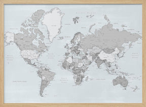 Distressed world map with cities, Darryl Poster