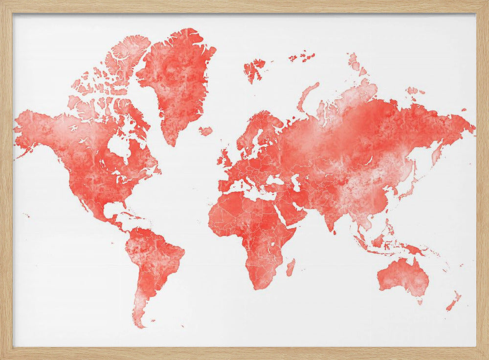 World map with outlined countries, Coralinah Poster