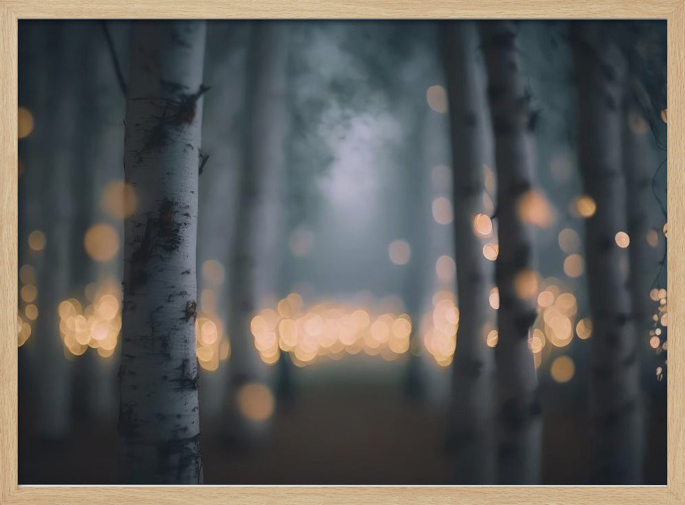 Glowing Birch Forest Poster