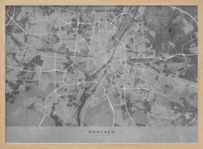 Gray vintage map of Munich Germany Poster