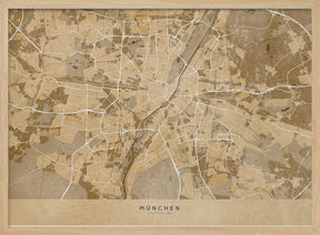 Sepia vintage map of Munich Germany Poster