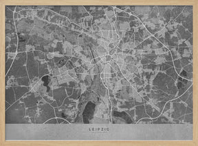 Gray vintage map of Leipzig Germany Poster