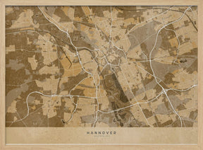 Sepia vintage map of Hannover Germany Poster