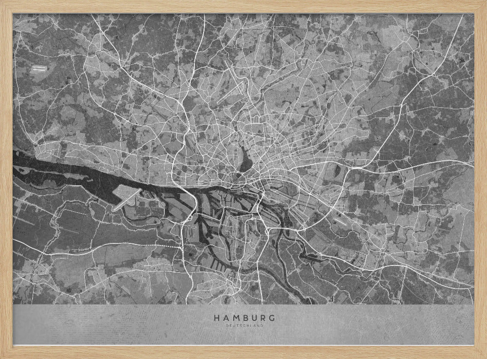 Gray vintage map of Hamburg Germany Poster