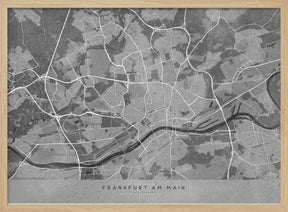 Gray vintage map of Frankfurt Germany Poster